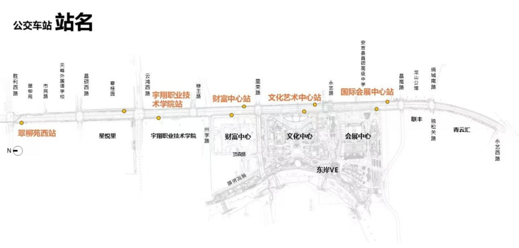 项目快讯:超薄屋面“安吉两山未来迎宾绿轴项目”进行中!插图 公交站点示意图