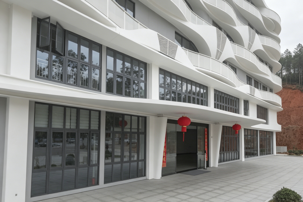 项目快讯:UHPC+超薄板桁架:全装配式办公楼外立面呈现插图1 现场实拍