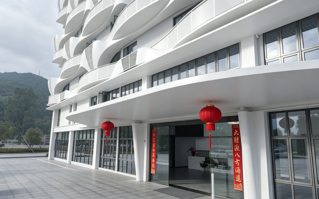 项目快讯:UHPC+超薄板桁架:全装配式办公楼外立面呈现插图 超长5米单边悬挑雨篷