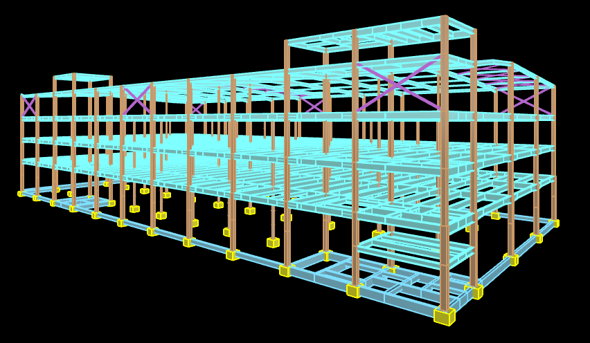 降本20%!适用于多高层工业厂房、办公楼的TDS框架体系插图9 结构计算模型